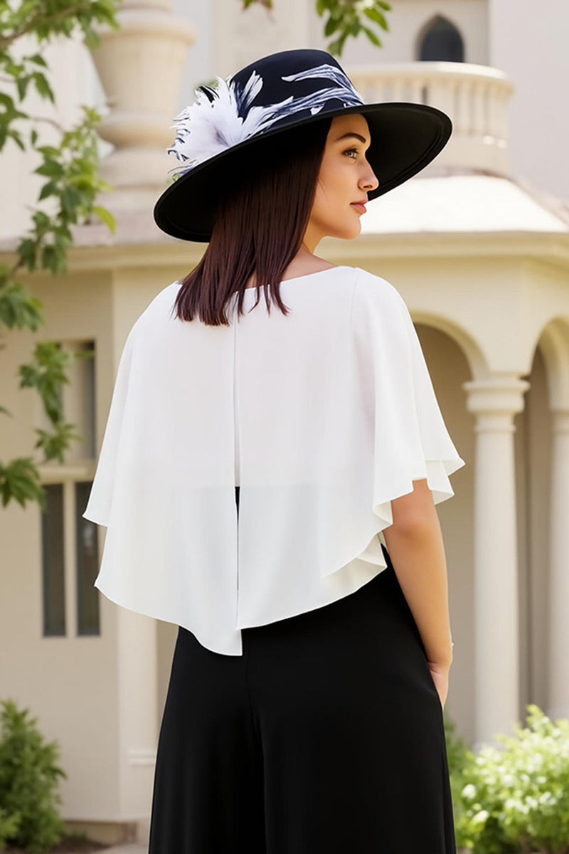 Load image into Gallery viewer, Black and White Sheath Chiffon Long Wedding Guest Dress