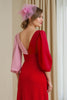 Load image into Gallery viewer, Red V-Neck Chiffon A Line Long Mother of the Bride Dress with Sleeves