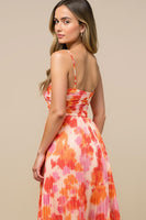 Load image into Gallery viewer, Sunset Spaghetti Straps Midi Floral Chiffon Formal Dress