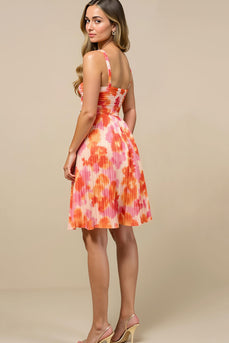 Sunset Floral A Line Short Chiffon Formal Dress