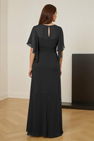 Load image into Gallery viewer, Dark Green V-Neck Chiffon Sheath Ruched Long Mother of the Bride Dress