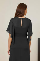 Load image into Gallery viewer, Dark Green V-Neck Chiffon Sheath Ruched Long Mother of the Bride Dress