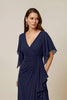 Load image into Gallery viewer, Dark Green V-Neck Chiffon Sheath Ruched Long Mother of the Bride Dress