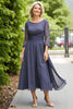 Load image into Gallery viewer, Steel Grey Chiffon A Line Boat Neck Long Mother of the Bride Dress