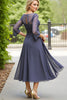 Load image into Gallery viewer, Steel Grey Chiffon A Line Boat Neck Long Mother of the Bride Dress