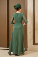 Load image into Gallery viewer, Dark Green Chiffon Ruched Long Mother of the Bride Dress