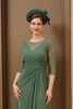 Load image into Gallery viewer, Dark Green Chiffon Ruched Long Mother of the Bride Dress