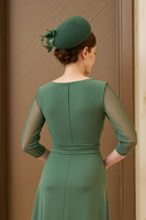 Load image into Gallery viewer, Dark Green Chiffon Ruched Long Mother of the Bride Dress