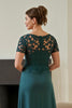 Load image into Gallery viewer, Pine V-Neck Ruched Long Mother of the Bride Dress with Slit