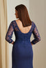 Load image into Gallery viewer, Navy Satin Illusion Neck Mermaid Long Mother of the Bride Dress with Slit