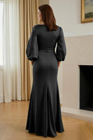 Load image into Gallery viewer, Pine Satin V-Neck Long Mermaid Mother of the Bride Dress