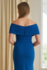 Load image into Gallery viewer, Blue Off The Shoulder Sheath Long Mother of the Bride Dress with Slit