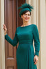 Load image into Gallery viewer, Dark Green Sheath Long Sleeves Mother of the Bride Dress