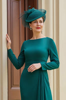 Load image into Gallery viewer, Dark Green Sheath Long Sleeves Mother of the Bride Dress