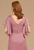 Load image into Gallery viewer, Grape V-Neck A-Line Long Mother of the Bride Dress with Appliques