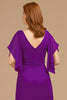 Load image into Gallery viewer, Grape V-Neck A-Line Long Mother of the Bride Dress with Appliques
