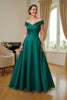 Load image into Gallery viewer, Dark Green Satin Off The Shoulder A Line Long Mother of the Bride Dress