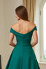 Load image into Gallery viewer, Dark Green Satin Off The Shoulder A Line Long Mother of the Bride Dress