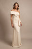 Load image into Gallery viewer, Apricot Satin Ruched Mermaid Long Mother of the Bride Dress