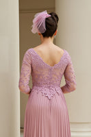 Load image into Gallery viewer, Dusty Rose A Line Appliqued V-Neck Long Mother of the Bride Dress