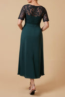 Load image into Gallery viewer, Pine Chiffon V-Neck A-Line Long Mother of the Bride Dress with Sleeves
