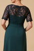 Load image into Gallery viewer, Pine Chiffon V-Neck A-Line Long Mother of the Bride Dress with Sleeves