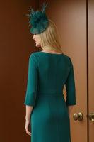 Load image into Gallery viewer, Pine Boat Neck Asymmetrical A-Line Mother of the Bride Dress