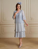 Load image into Gallery viewer, Silver 2 Pieces Chiffon Midi Mother of the Bride Dress