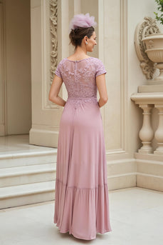 Dusty Rose V-Neck Chiffon A-Line Long Mother of the Bride Dress