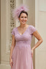 Load image into Gallery viewer, Dusty Rose V-Neck Chiffon A-Line Long Mother of the Bride Dress
