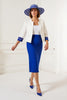 Load image into Gallery viewer, Royal Blue 2 Piece Bodycon Midi Mother of the Bride Dress