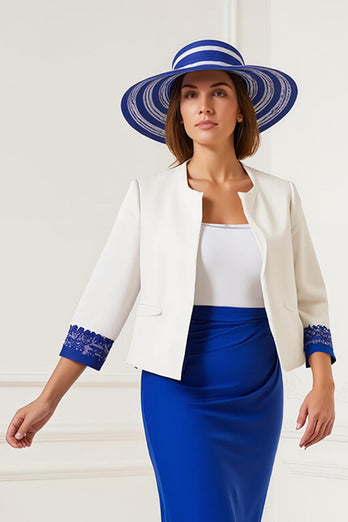 Royal Blue 2 Piece Bodycon Midi Mother of the Bride Dress