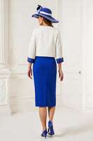 Load image into Gallery viewer, Royal Blue 2 Piece Bodycon Midi Mother of the Bride Dress