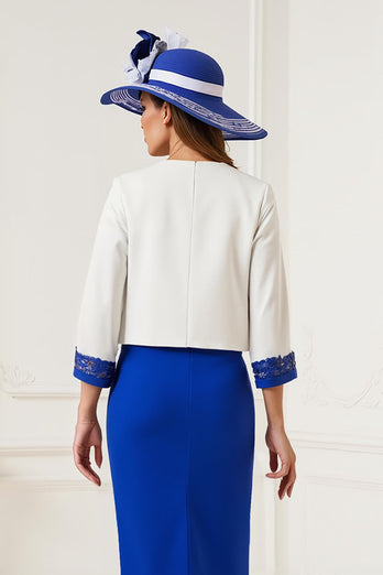 Royal Blue 2 Piece Bodycon Midi Mother of the Bride Dress