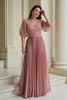 Load image into Gallery viewer, Dusty Rose Chiffon Pleated A-Line Long Mother of the Bride Dress