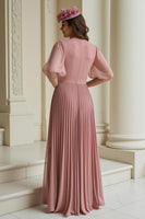 Load image into Gallery viewer, Dusty Rose Chiffon Pleated A-Line Long Mother of the Bride Dress
