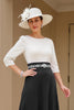 Load image into Gallery viewer, Black A Line Boat Neck Midi Mother of the Bride Dress with Long Sleeves