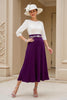 Load image into Gallery viewer, Black A Line Boat Neck Midi Mother of the Bride Dress with Long Sleeves
