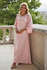 Load image into Gallery viewer, Candy Pink Round Neck A-Line Long Mother of the Bride Dress