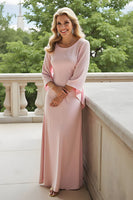 Load image into Gallery viewer, Candy Pink Round Neck A-Line Long Mother of the Bride Dress