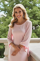 Load image into Gallery viewer, Candy Pink Round Neck A-Line Long Mother of the Bride Dress