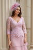 Load image into Gallery viewer, Blush Chiffon Ruffled Long Mother of the Bride Dress with Sleeves