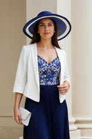 Load image into Gallery viewer, Navy 2 Pieces A Line Chiffon Pleated Midi Mother of the Bride Dress