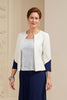 Load image into Gallery viewer, Navy 3 Piece Long Mother of the Bride Outfits with Long Sleeves
