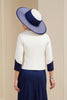 Load image into Gallery viewer, Navy 3 Piece Long Mother of the Bride Outfits with Long Sleeves