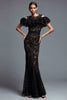 Load image into Gallery viewer, Black Lace Mermaid Cold Shoulder Long Formal Dress with Ruffles