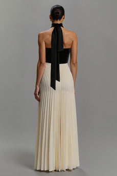 Black and White Sweetheart Pleated Long A-Line Formal Dress