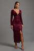 Load image into Gallery viewer, Sparkly Burgundy Sheath Sequins Long Sleeves Formal Dress with Slit