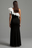 Load image into Gallery viewer, Black and White One Shoulder Ruffled Long Formal Dress