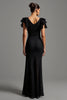 Load image into Gallery viewer, Black Meramid Lace Boat Neck Long Formal Dress with Ruffles